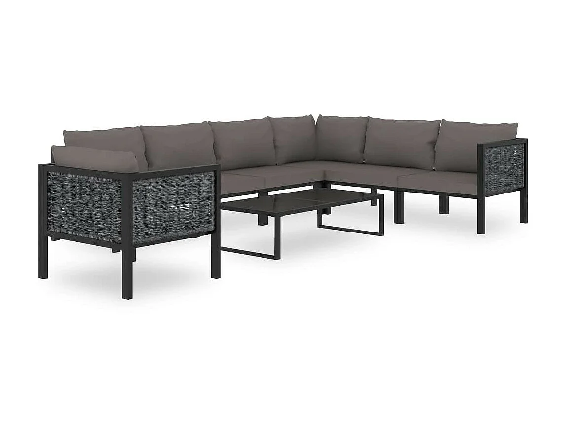 Salon de jardin 8 pcs avec coussins Résine tressée Anthracite