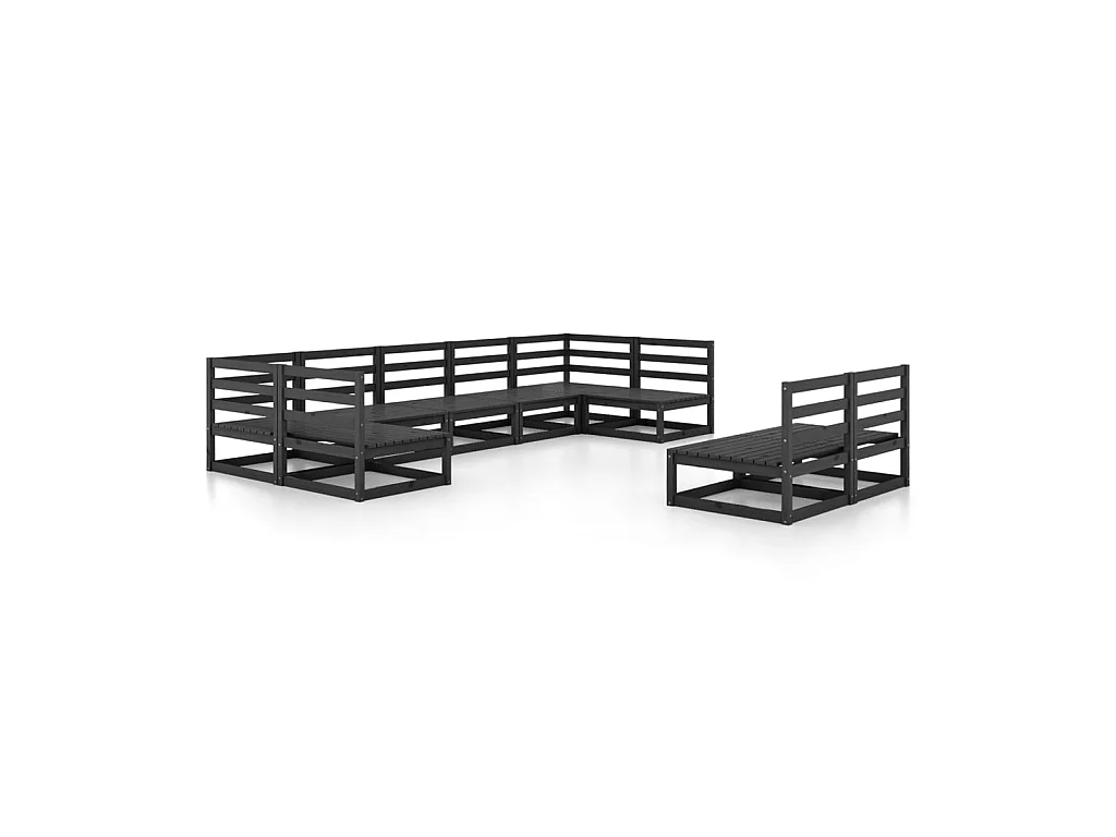 Salon de jardin 9 pcs Bois de pin massif 38