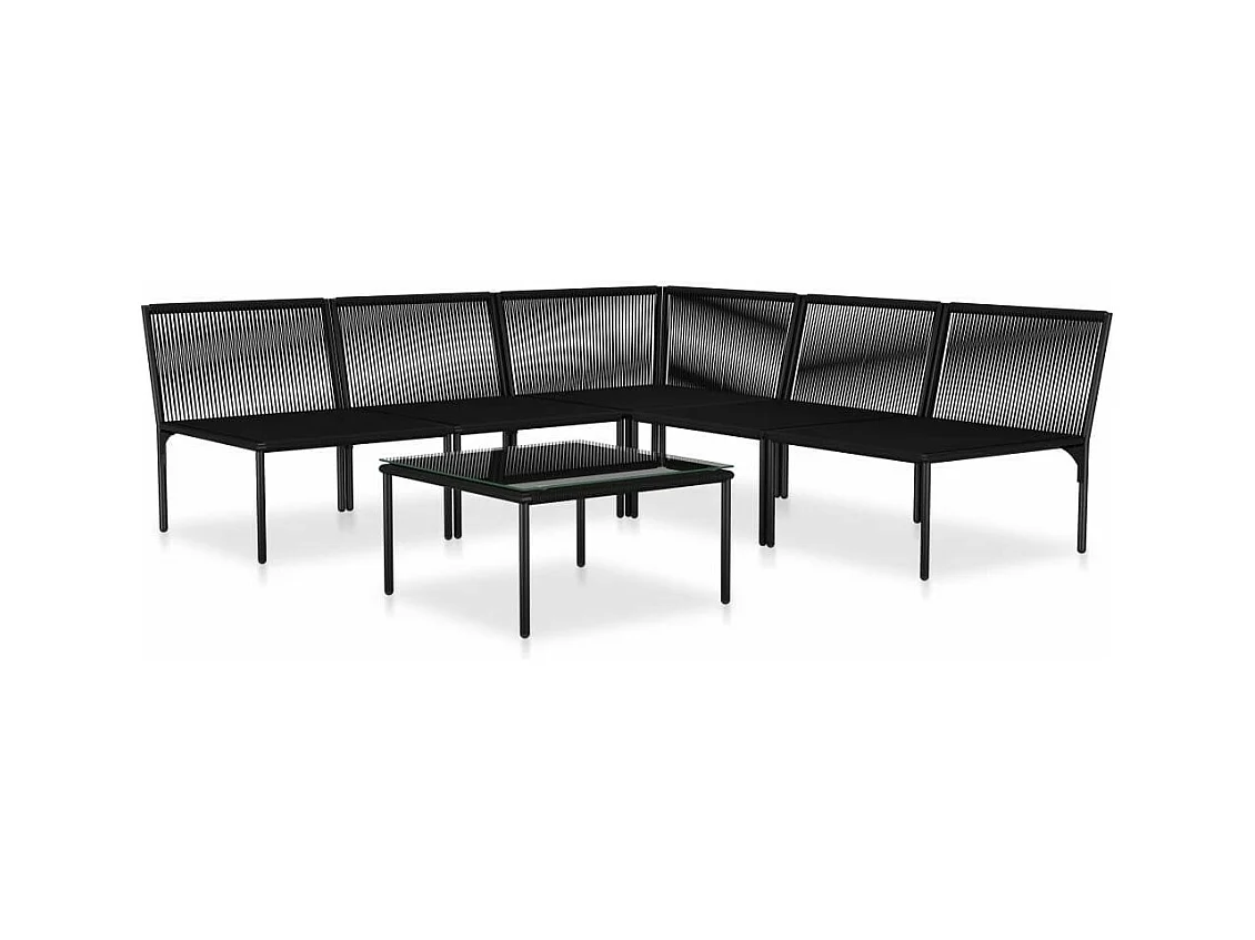 Salon de jardin 6 pcs avec coussins Noir PVC 2