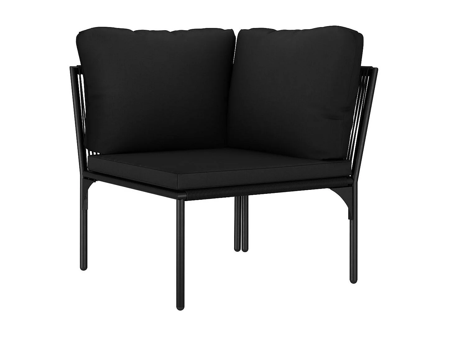 Salon de jardin 6 pcs avec coussins Noir PVC 2