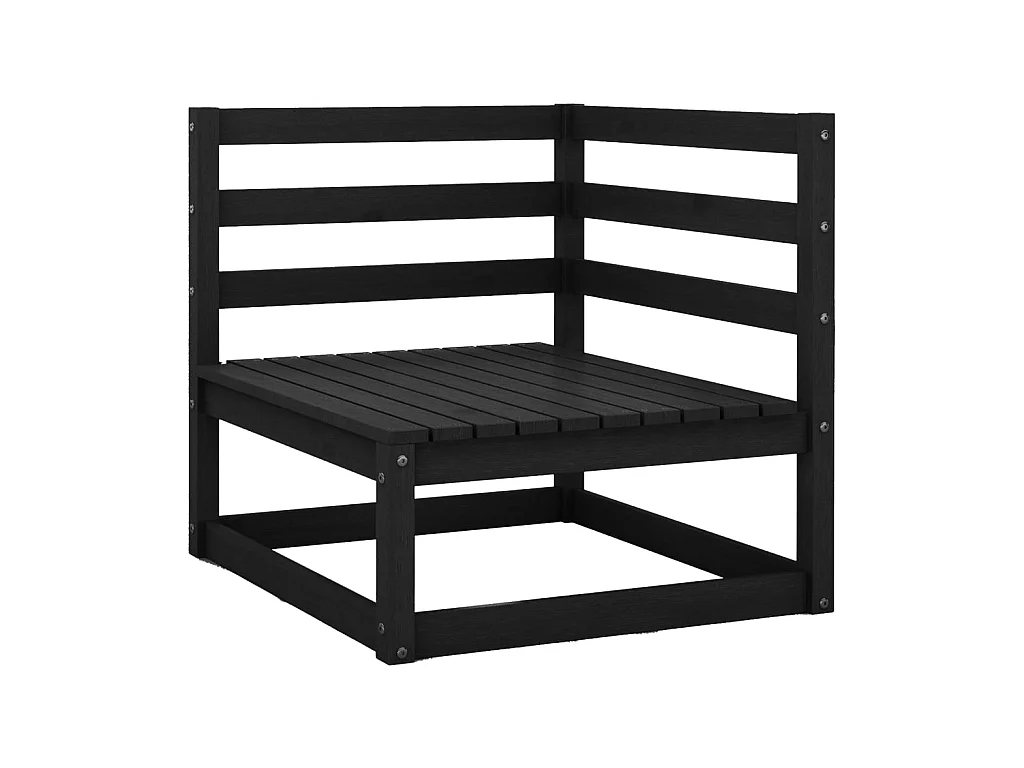 Juego de muebles de jardín 7 piezas madera maciza de pino Negro