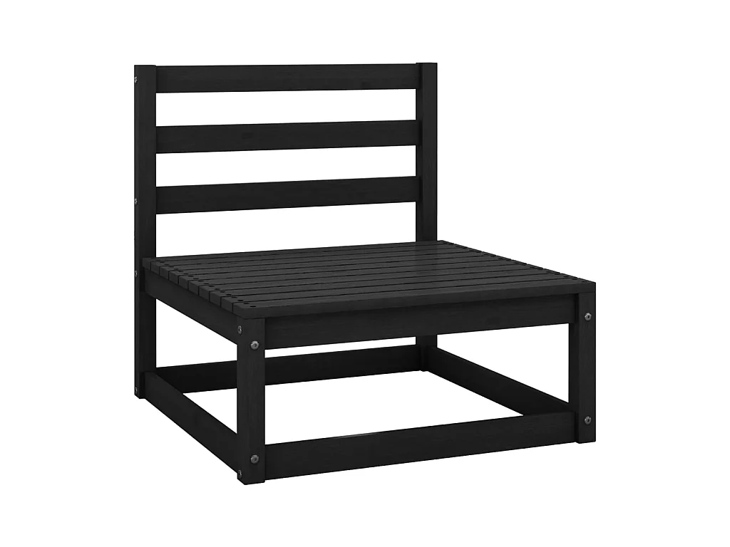 Juego de muebles de jardín 7 piezas madera maciza de pino Negro