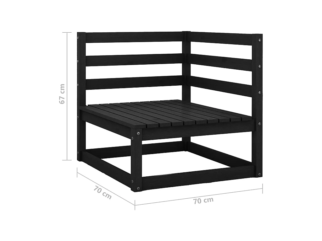 Juego de muebles de jardín 7 piezas madera maciza de pino Negro