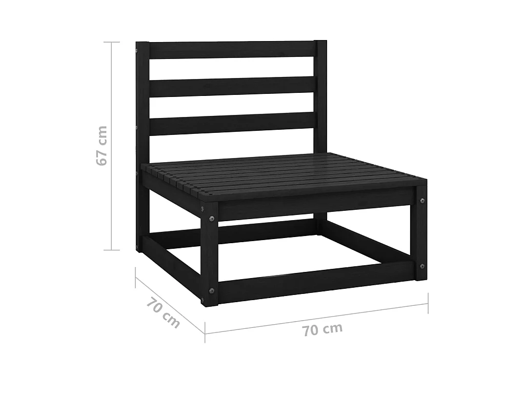 Juego de muebles de jardín 7 piezas madera maciza de pino Negro