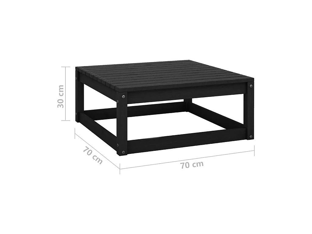 Juego de muebles de jardín 7 piezas madera maciza de pino Negro