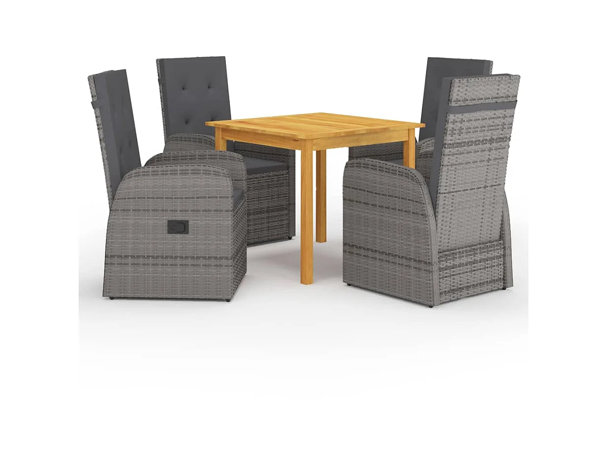 Ensemble de salle à manger de jardin 5 pcs Gris 33