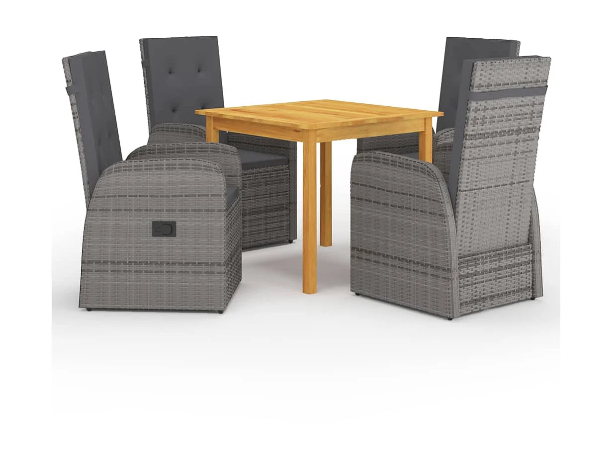 Ensemble de salle à manger de jardin 5 pcs Gris 33