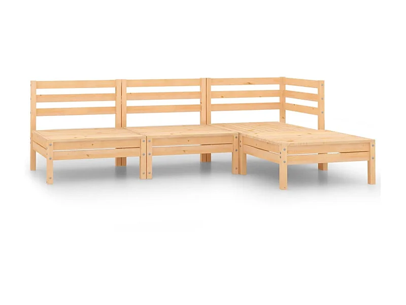 Salon de jardin 4 pcs Bois de pin massif 3