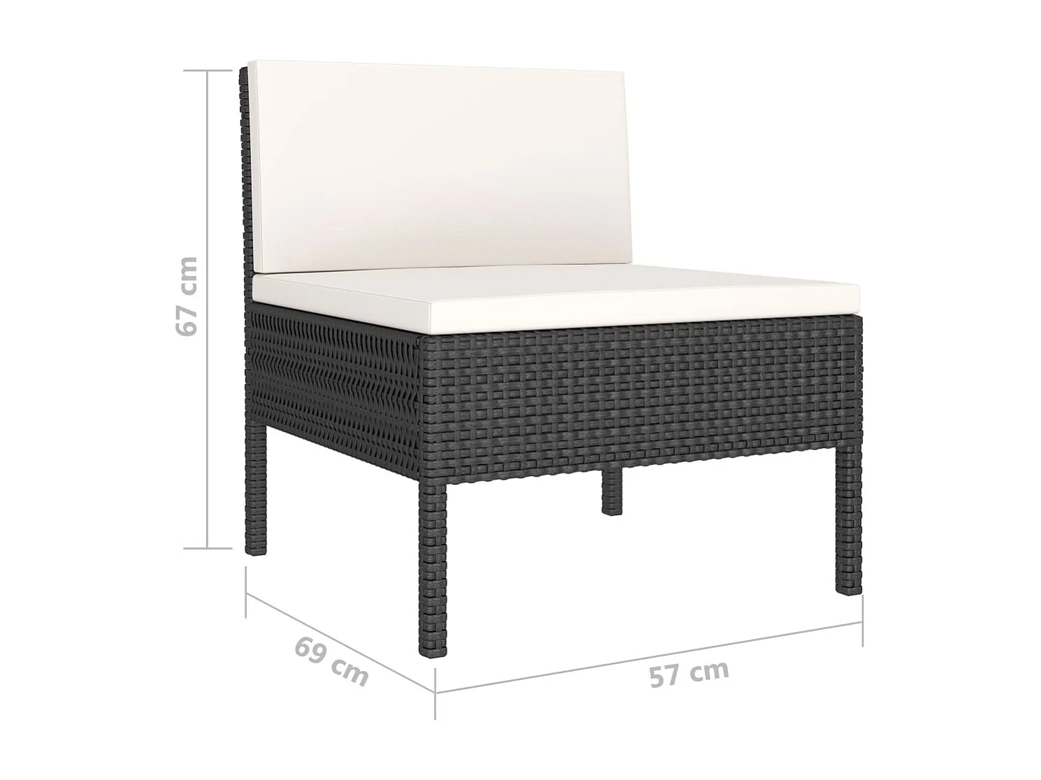 Salon de jardin 6 pcs avec coussins Résine tressée Noir 43