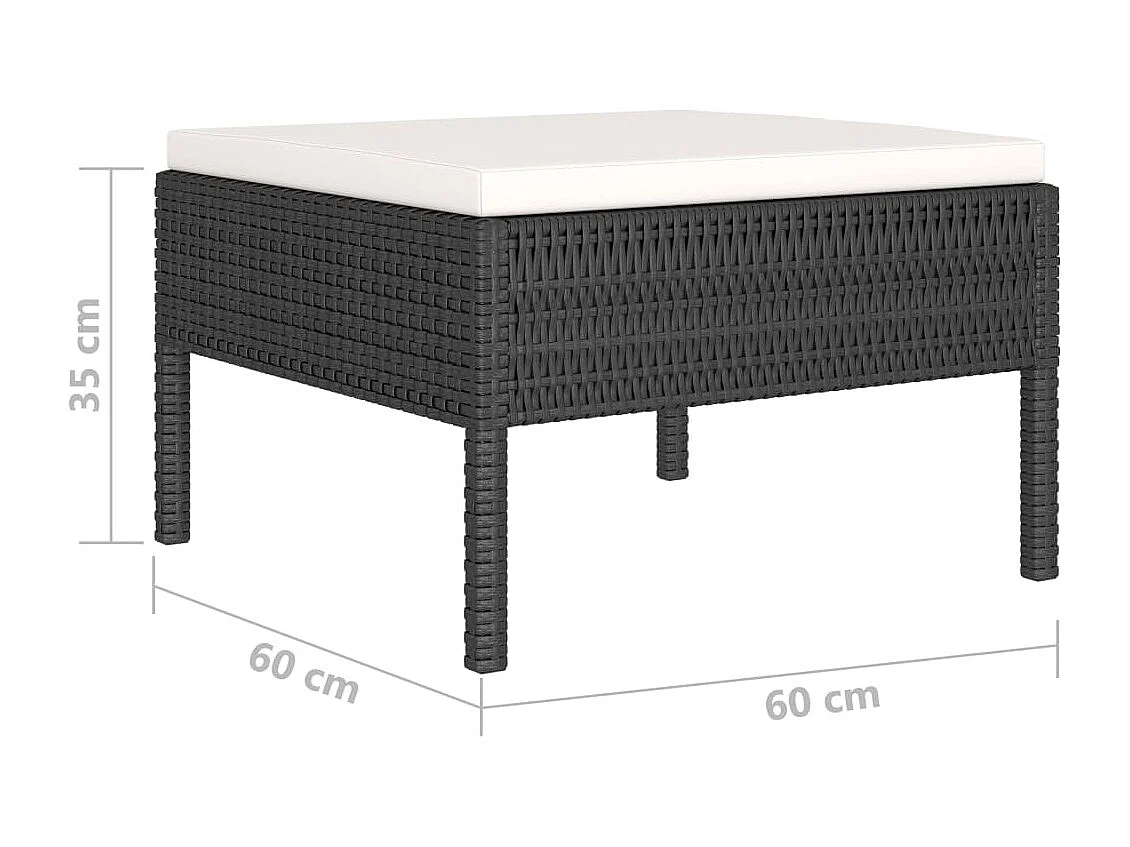 Salon de jardin 6 pcs avec coussins Résine tressée Noir 43