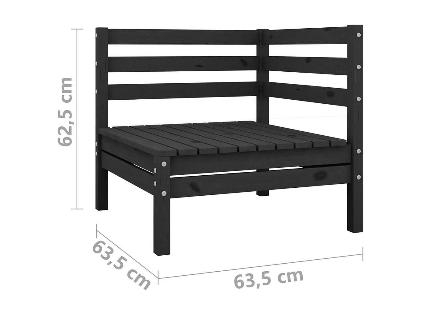 Salon de jardin 4 pcs Bois de pin massif Noir 3