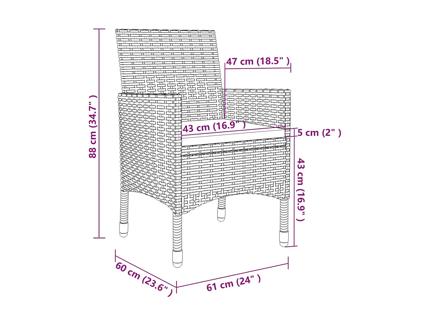 Mobilier à dîner de jardin coussins 5 pcs Résine tressée Verre 9