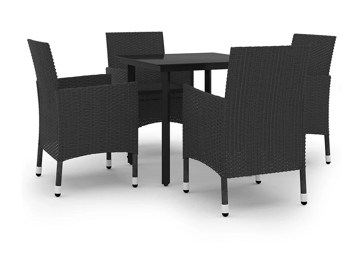 Mobilier à dîner de jardin coussins 5 pcs Résine tressée Verre 9