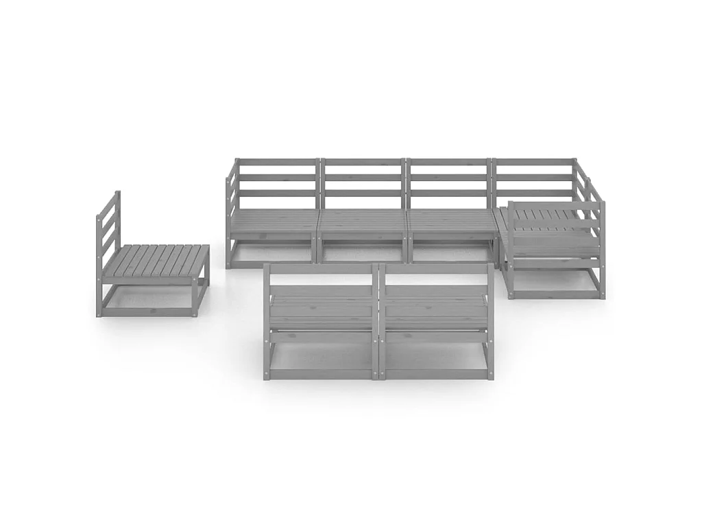 Salon de jardin 8 pcs Gris Bois de pin massif 10