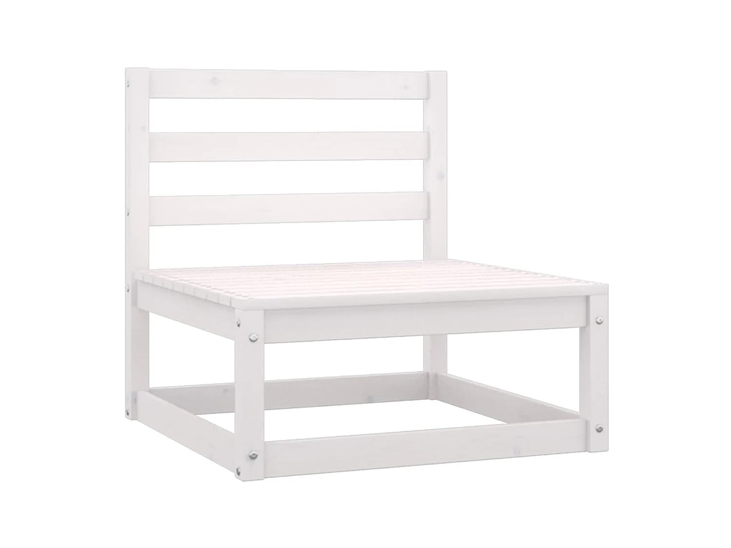 Salon de jardin 7 pcs Blanc Bois de pin massif 6