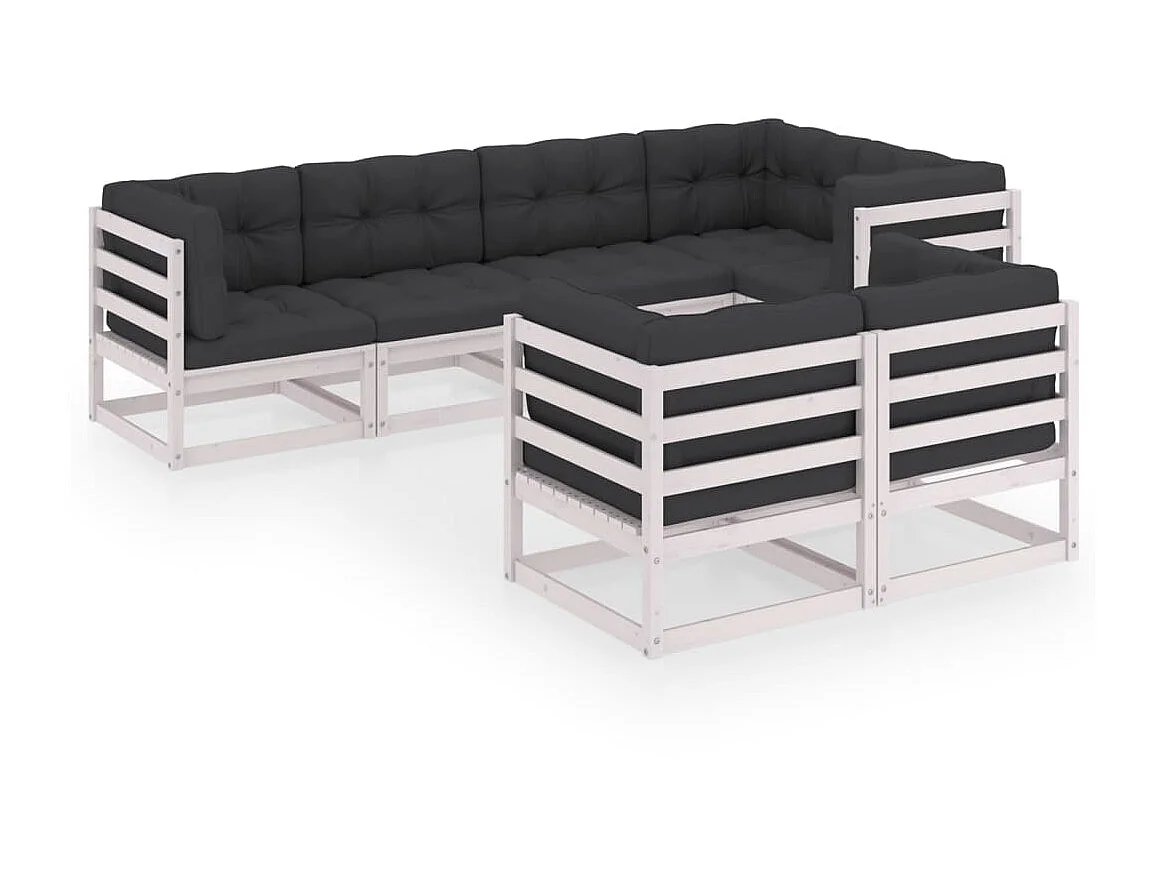 Salon de jardin 7 pcs avec coussins Bois de pin massif 78