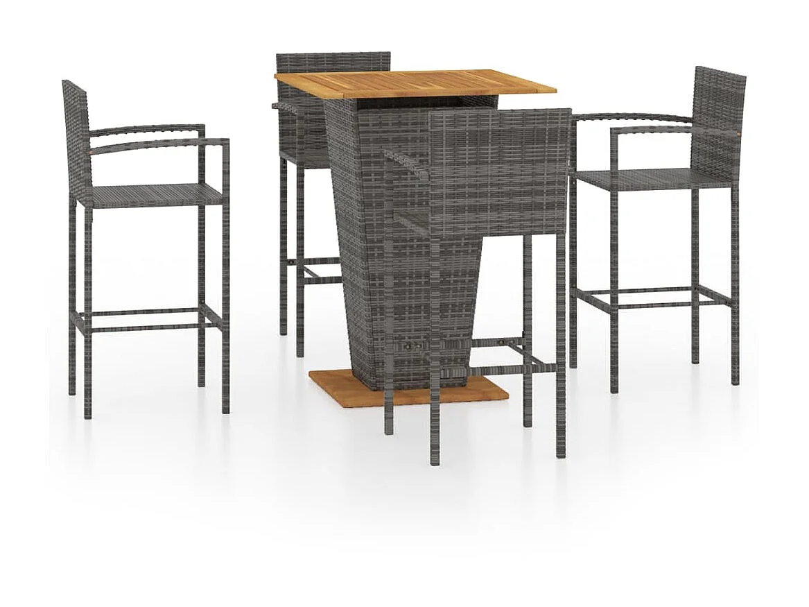 Ensemble de bar de jardin 5 pcs Gris 6