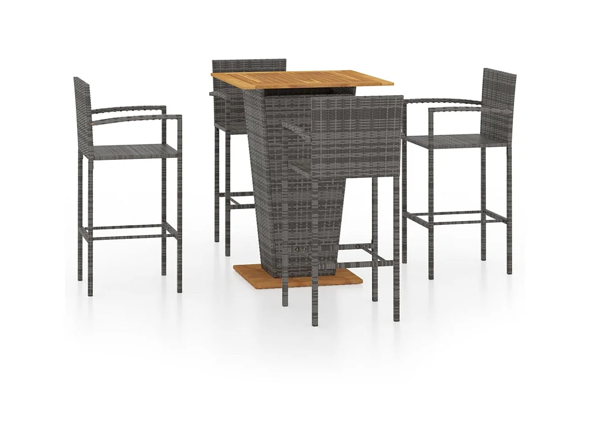 Ensemble de bar de jardin 5 pcs Gris 6