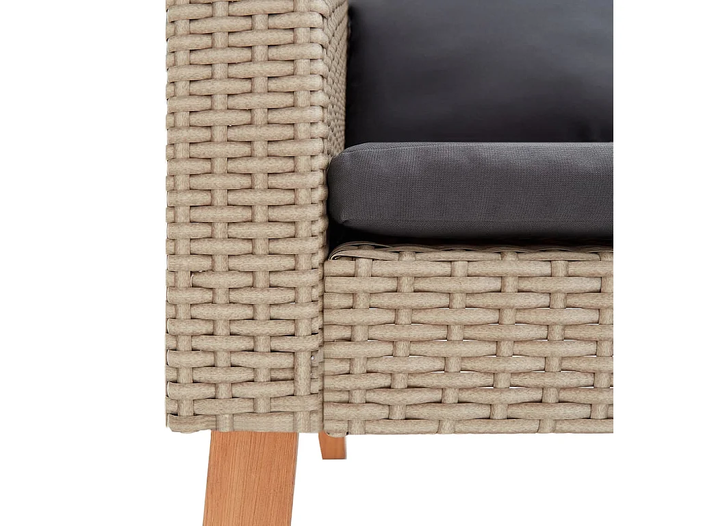 Salon de jardin 3 pcs avec coussins Résine tressée Beige