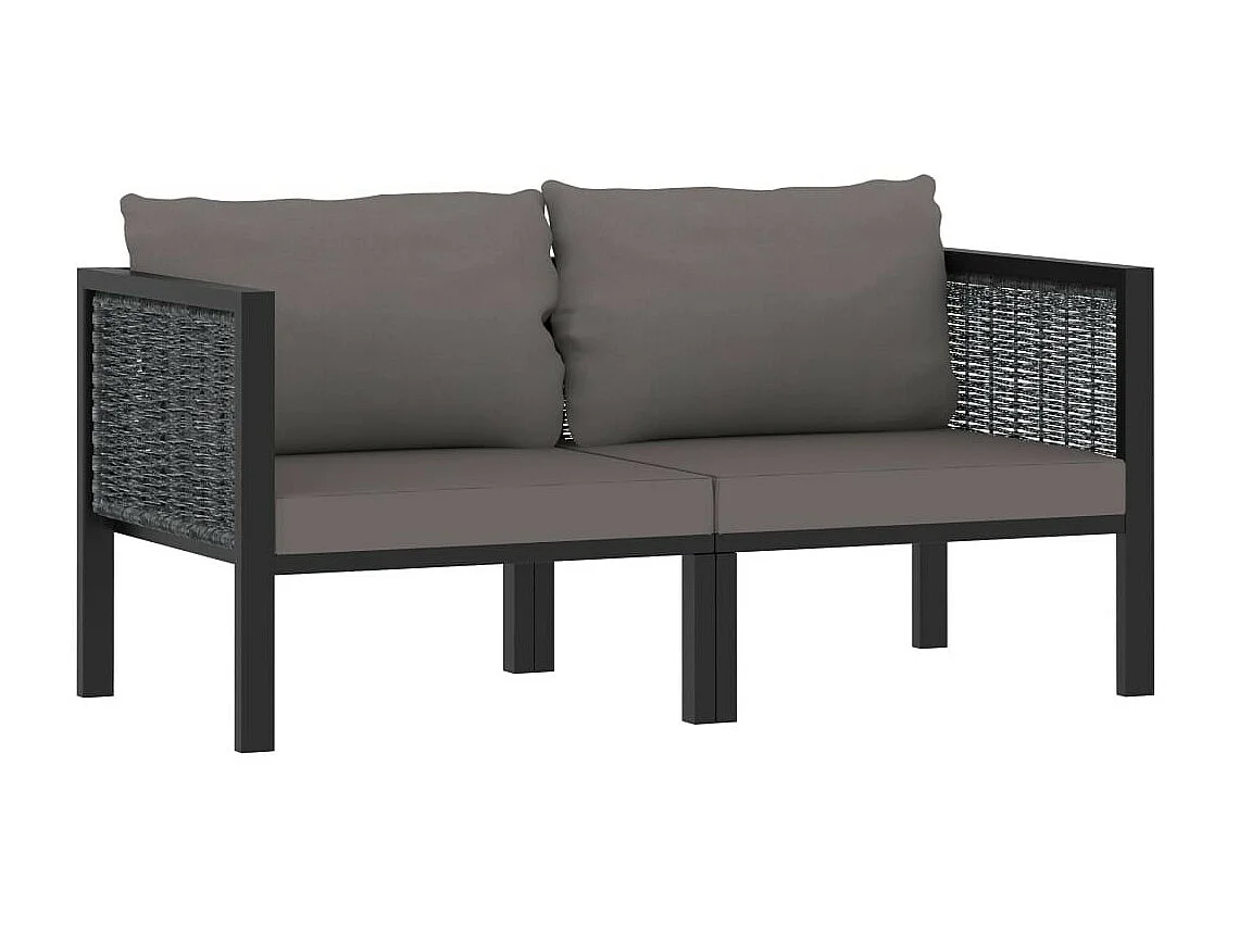 Canapé à 2 places avec coussins Anthracite Résine tressée