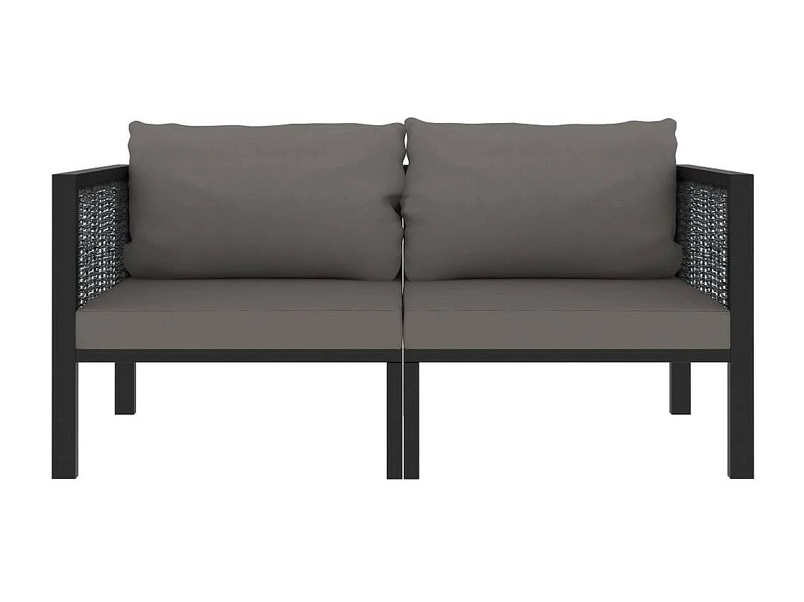 Canapé à 2 places avec coussins Anthracite Résine tressée