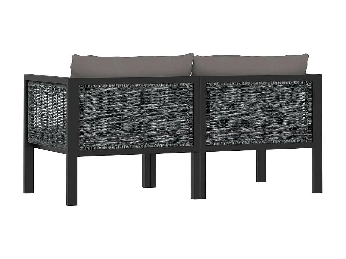 Canapé à 2 places avec coussins Anthracite Résine tressée
