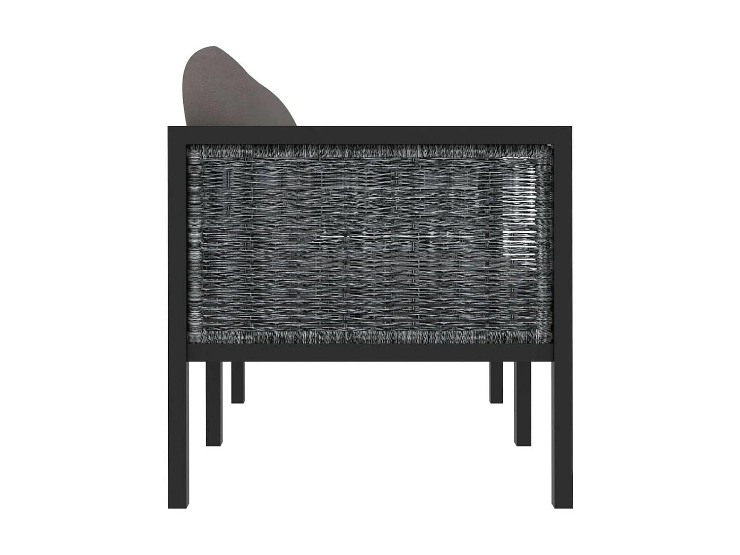 Canapé à 2 places avec coussins Anthracite Résine tressée