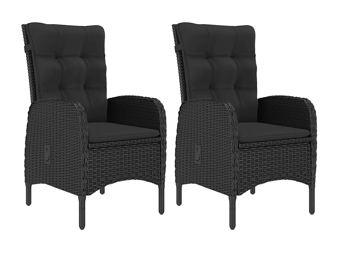 Ensemble à dîner de jardin 3 pcs Résine tressée et verre Noir