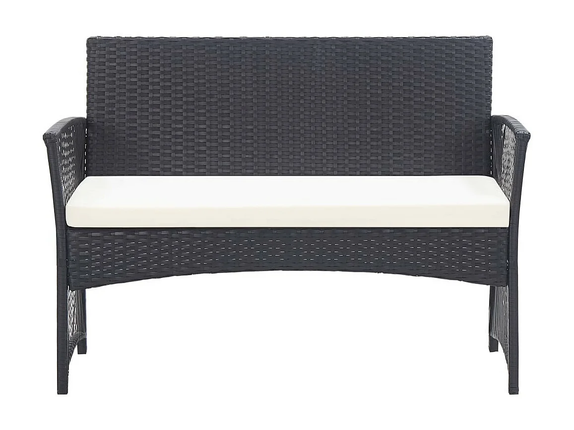 Salon de jardin 4 pcs avec coussin Résine tressée Noir