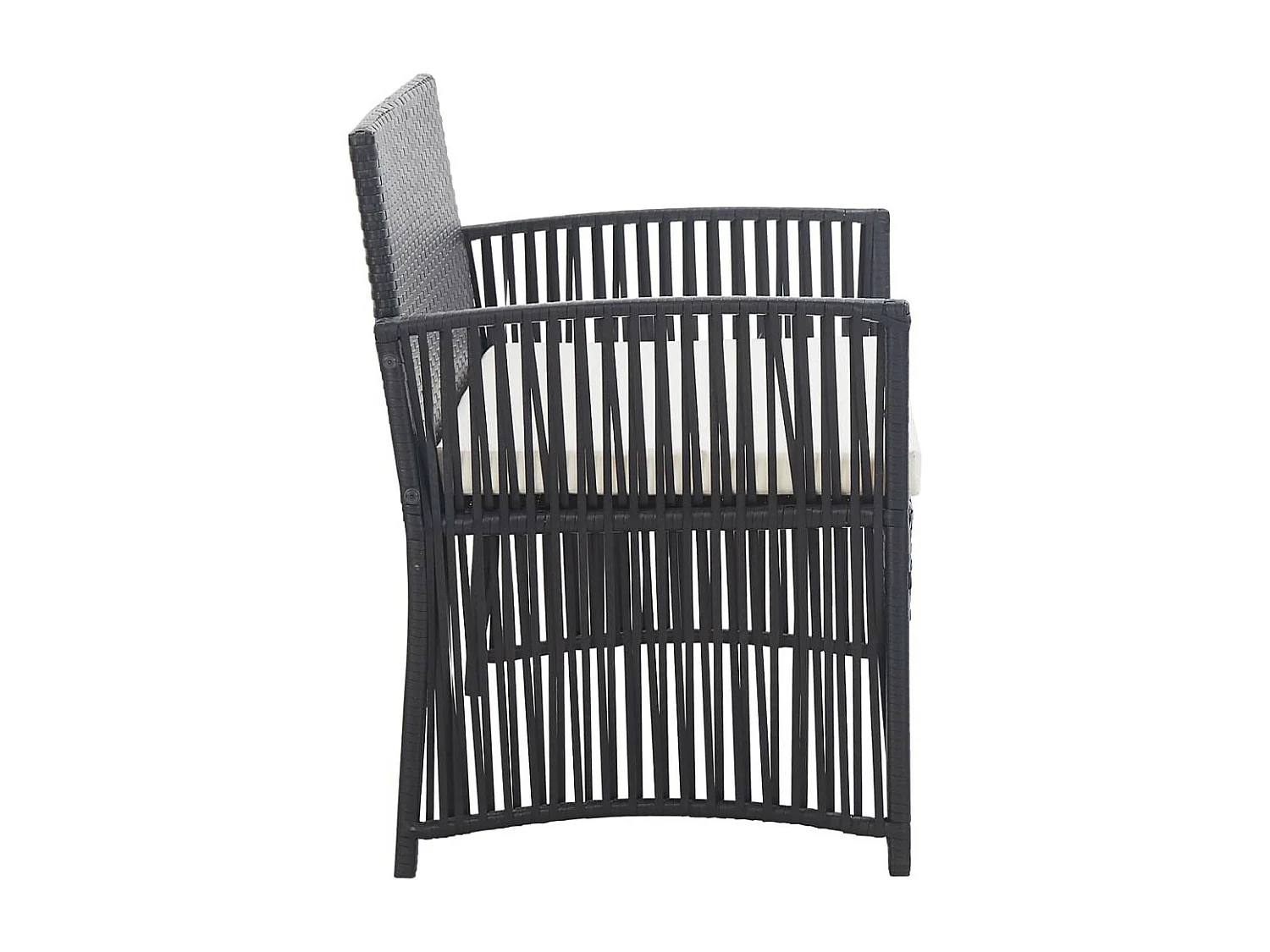 Salon de jardin 4 pcs avec coussin Résine tressée Noir