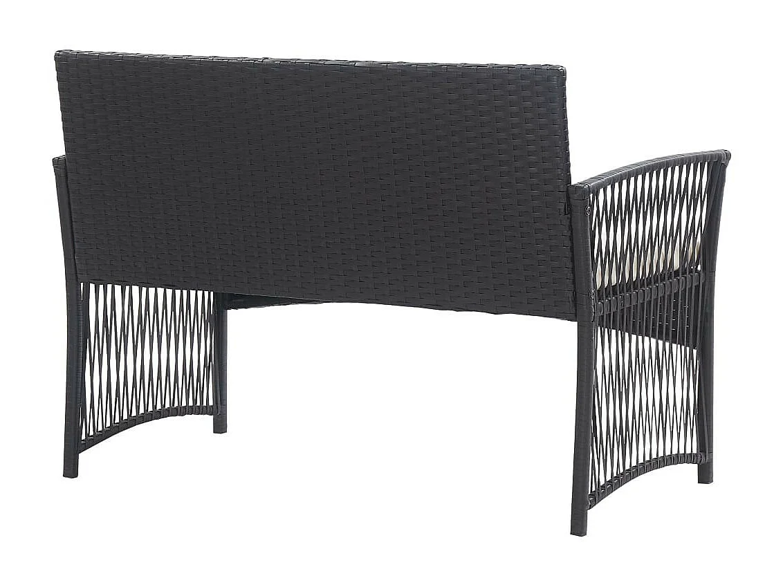 Salon de jardin 4 pcs avec coussin Résine tressée Noir