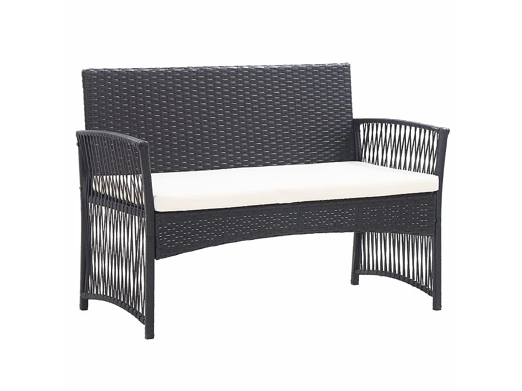 Salon de jardin 4 pcs avec coussin Résine tressée Noir