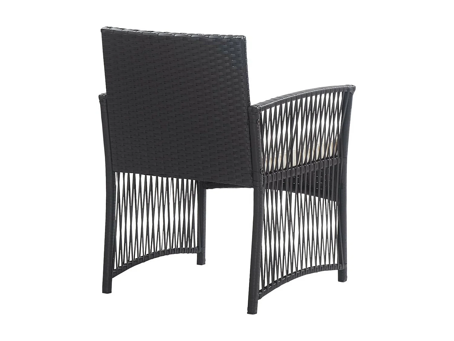 Salon de jardin 4 pcs avec coussin Résine tressée Noir