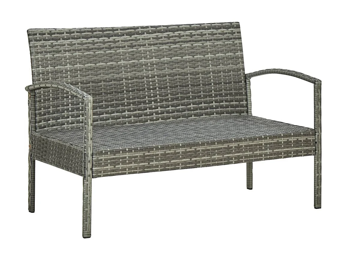 Salon de jardin 4 pcs avec coussins Résine tressée Gris 25
