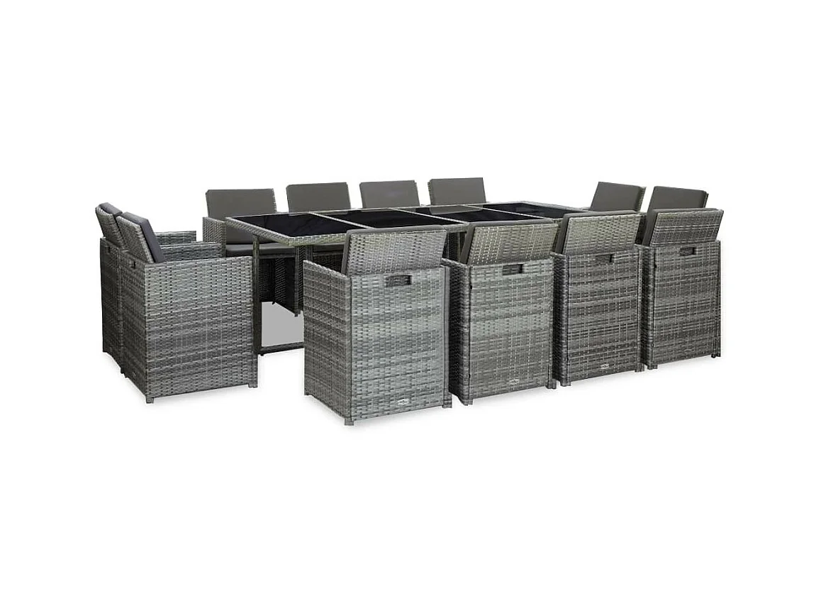 Salon de jardin 13 pcs avec coussins Résine tressée Anthracite