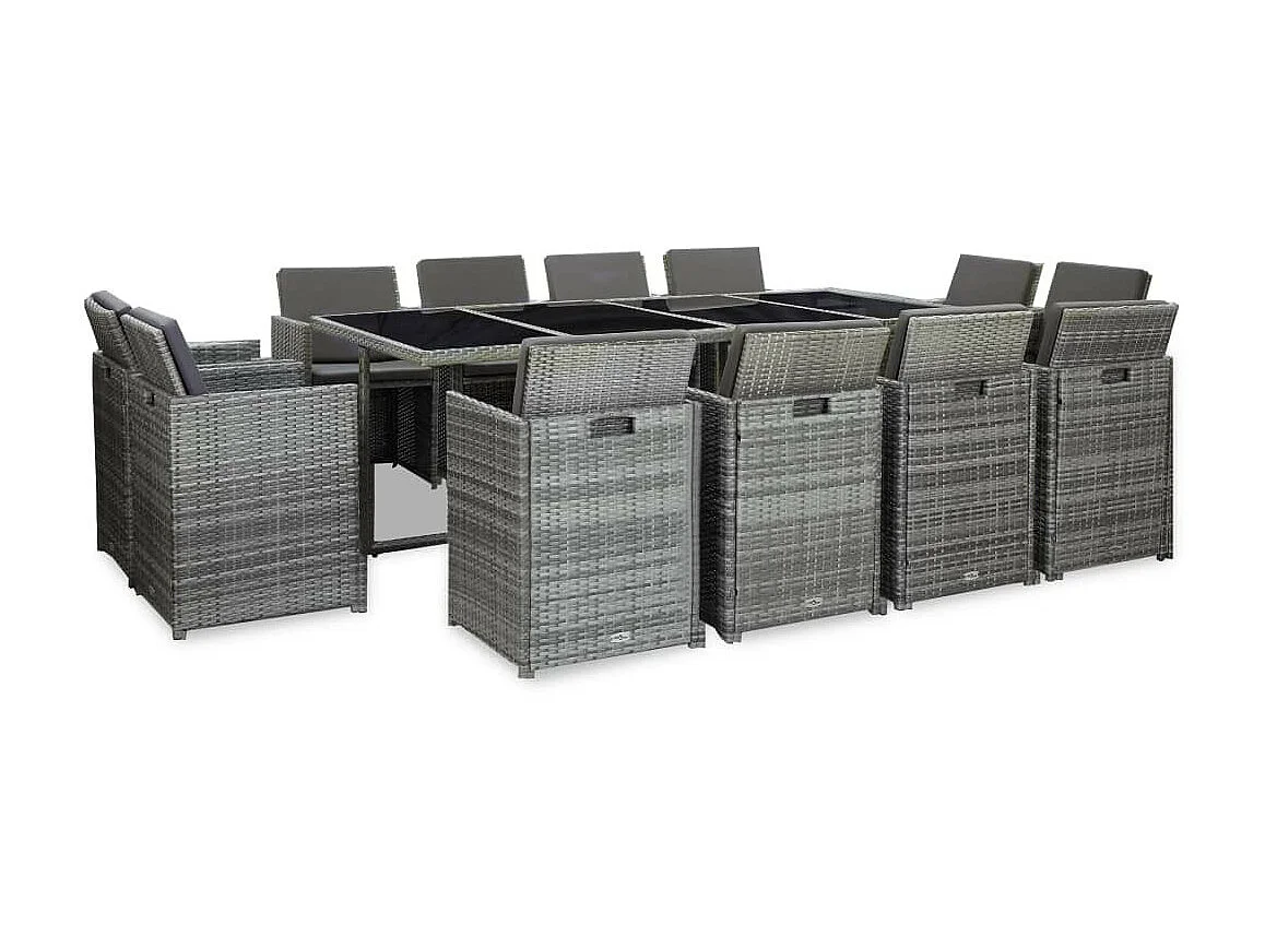 Salon de jardin 13 pcs avec coussins Résine tressée Anthracite