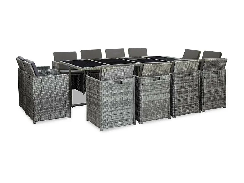 Salon de jardin 13 pcs avec coussins Résine tressée Anthracite