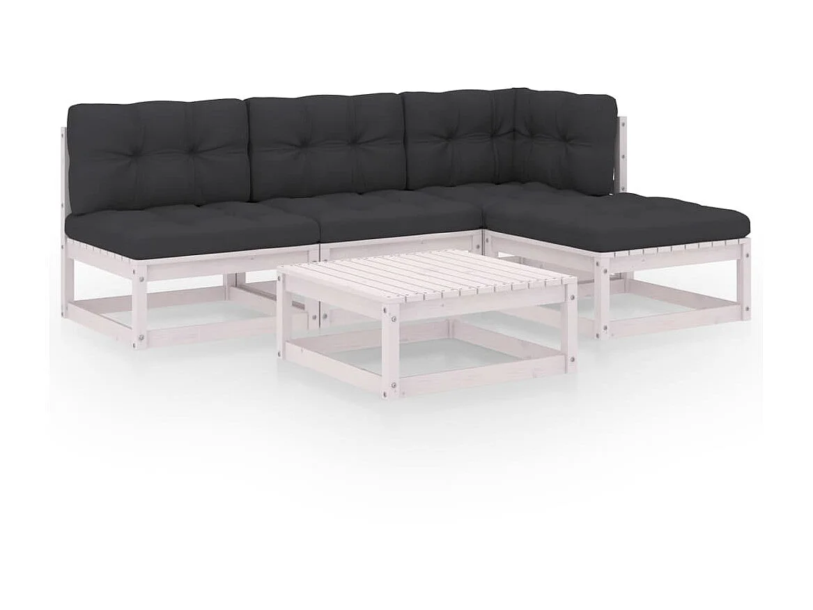 Salon de jardin 5 pcs avec coussins Bois de pin massif 44