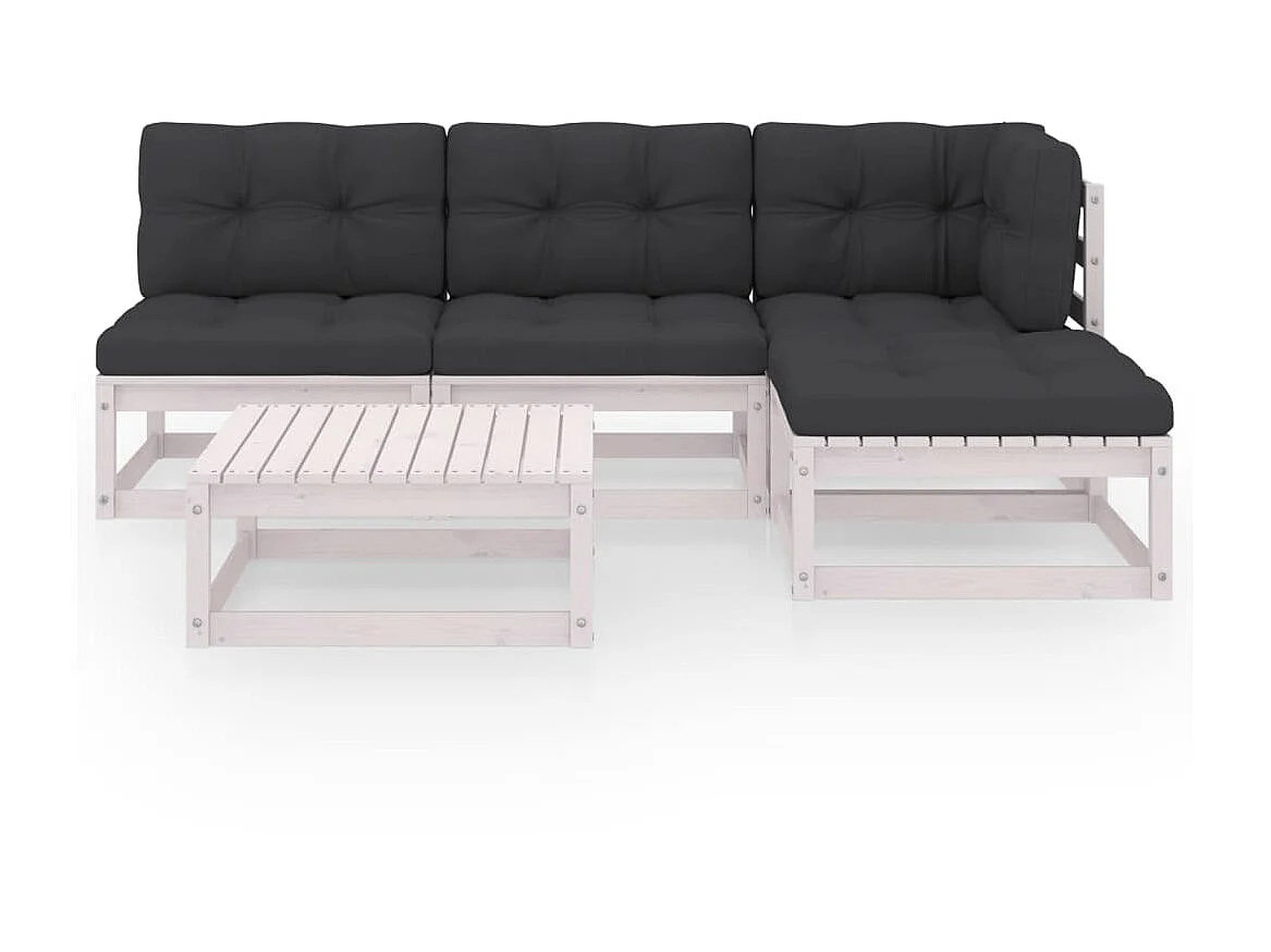 Salon de jardin 5 pcs avec coussins Bois de pin massif 44