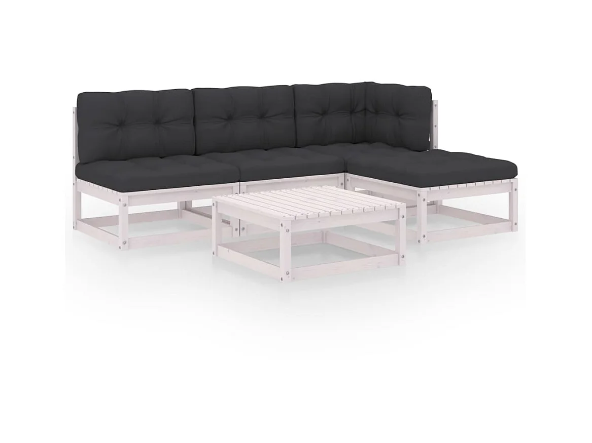 Salon de jardin 5 pcs avec coussins Bois de pin massif 44