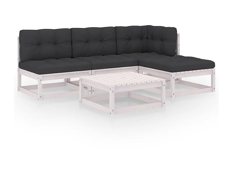 Salon de jardin 5 pcs avec coussins Bois de pin massif 44
