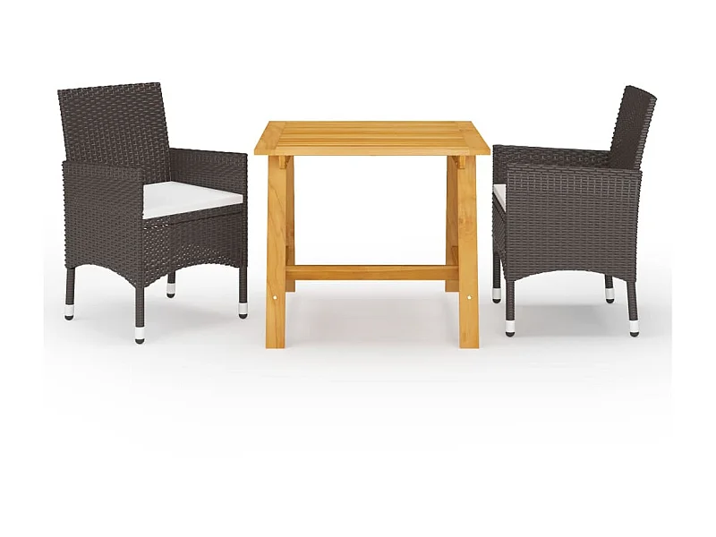 Ensemble de salle à manger de jardin 3 pcs Marron 14