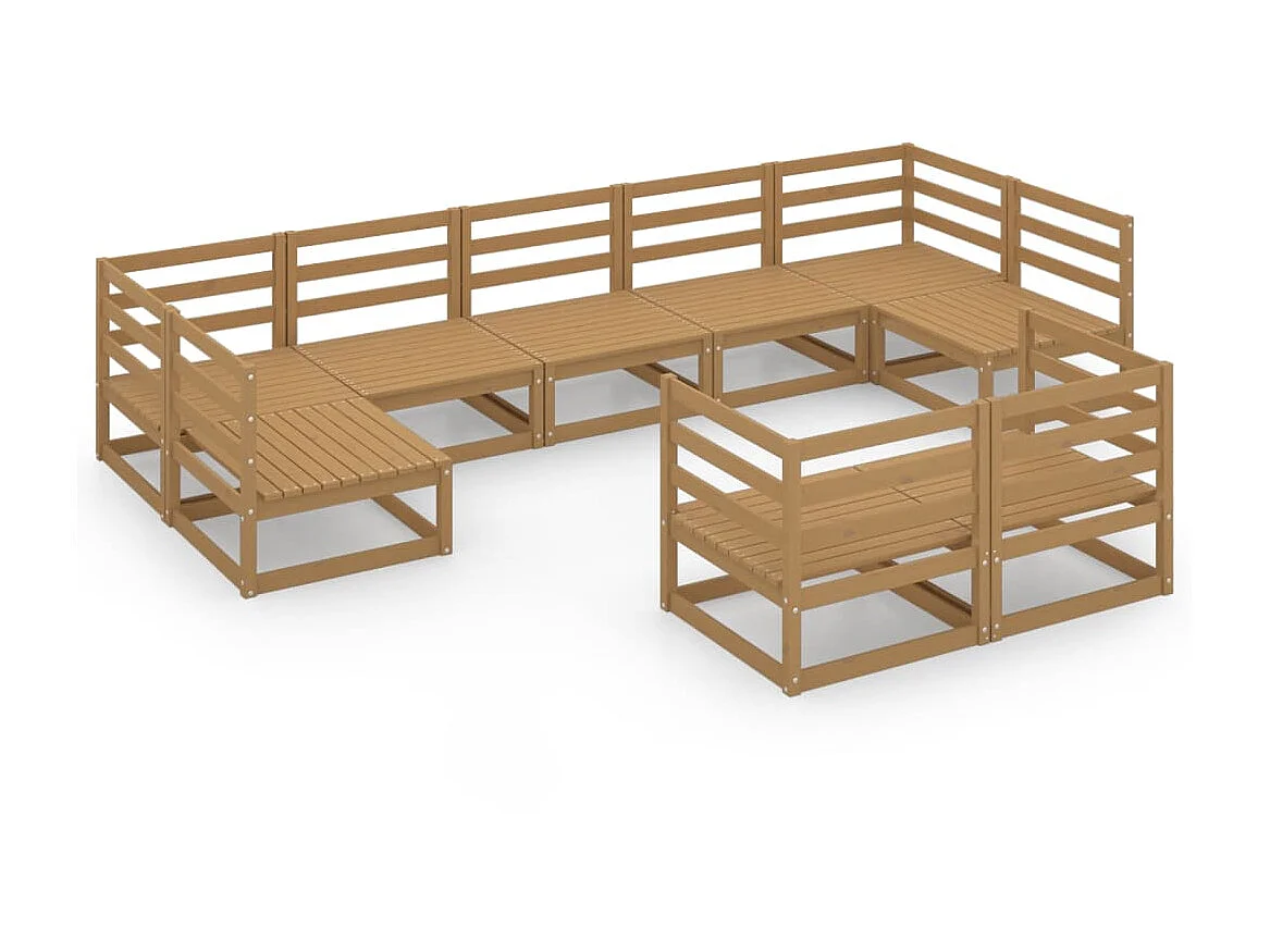 Salon de jardin 9 pcs Bois de pin massif 40