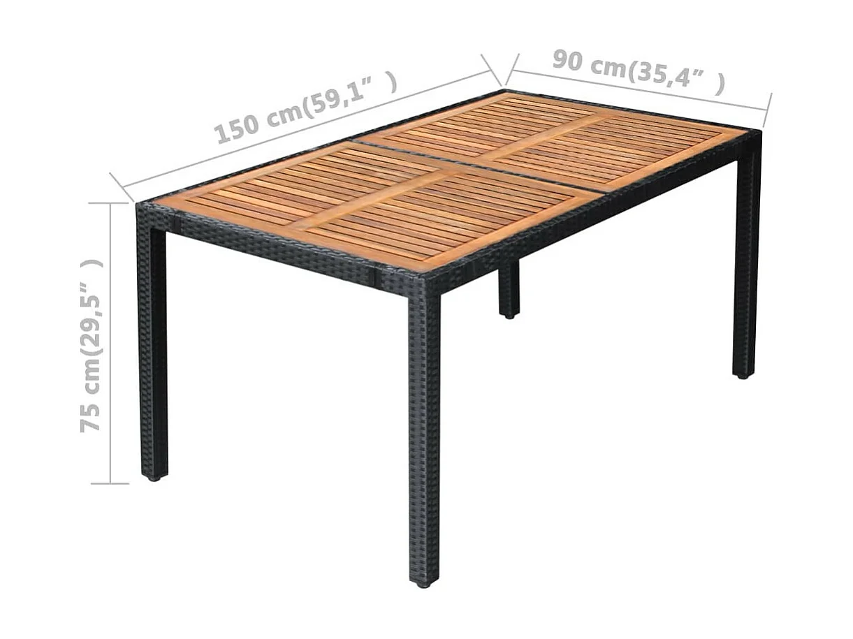 Mobilier à dîner d'extérieur 7pcs Résine tressée et acacia Noir 2