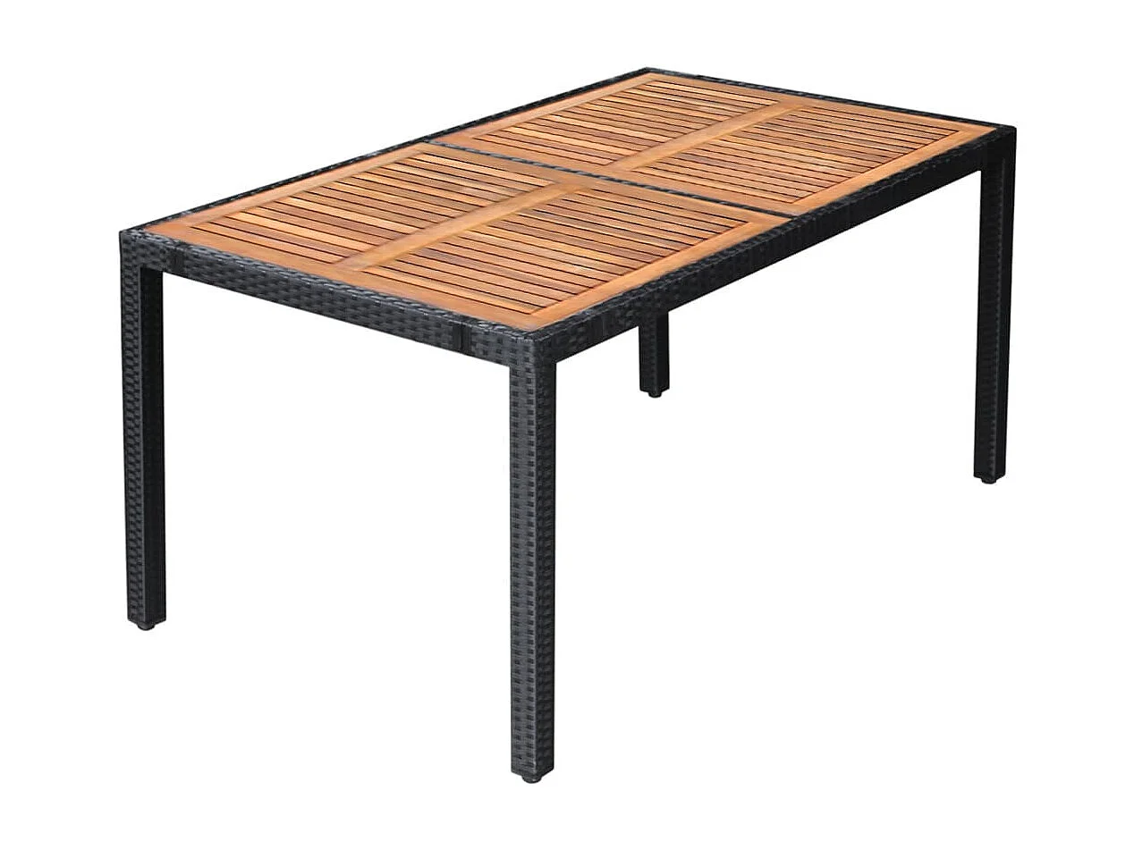 Mobilier à dîner d'extérieur 7pcs Résine tressée et acacia Noir 2