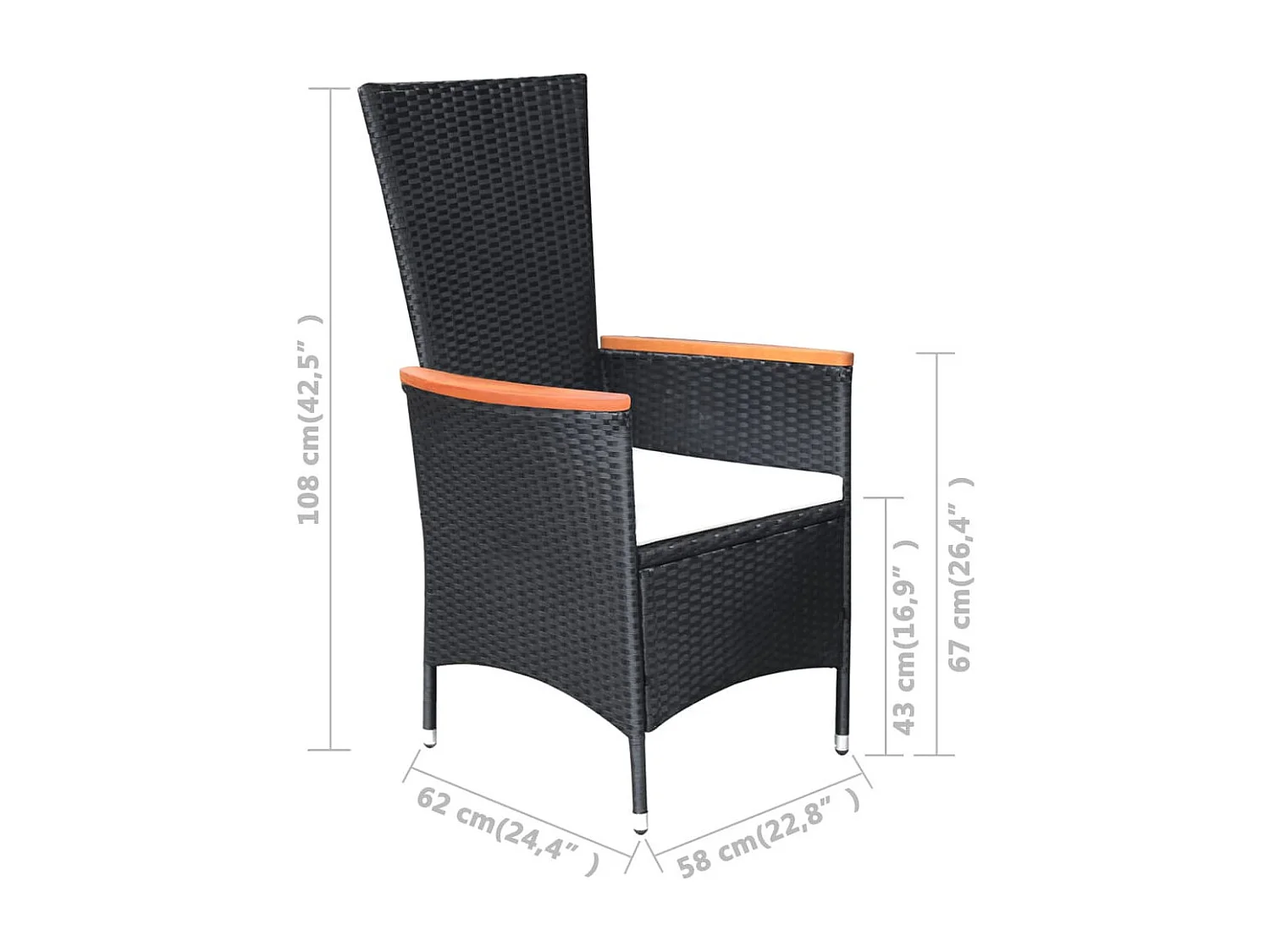 Mobilier à dîner d'extérieur 7pcs Résine tressée et acacia Noir 2