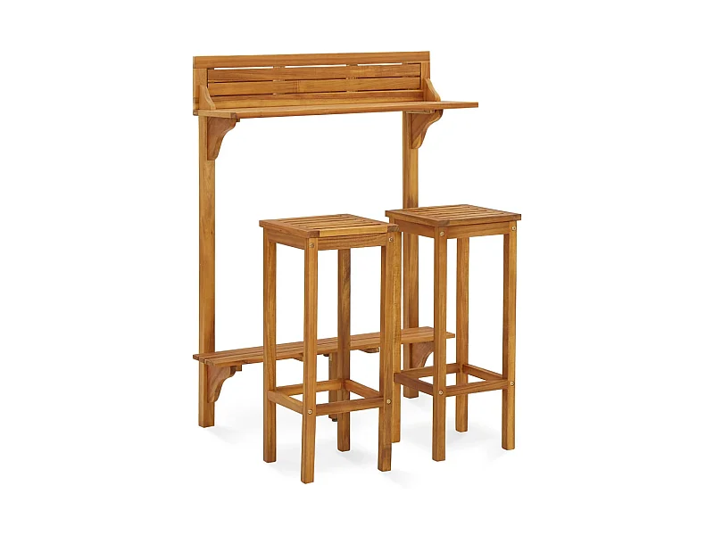 Ensemble de bar de balcon 3 pcs Bois d'acacia solide