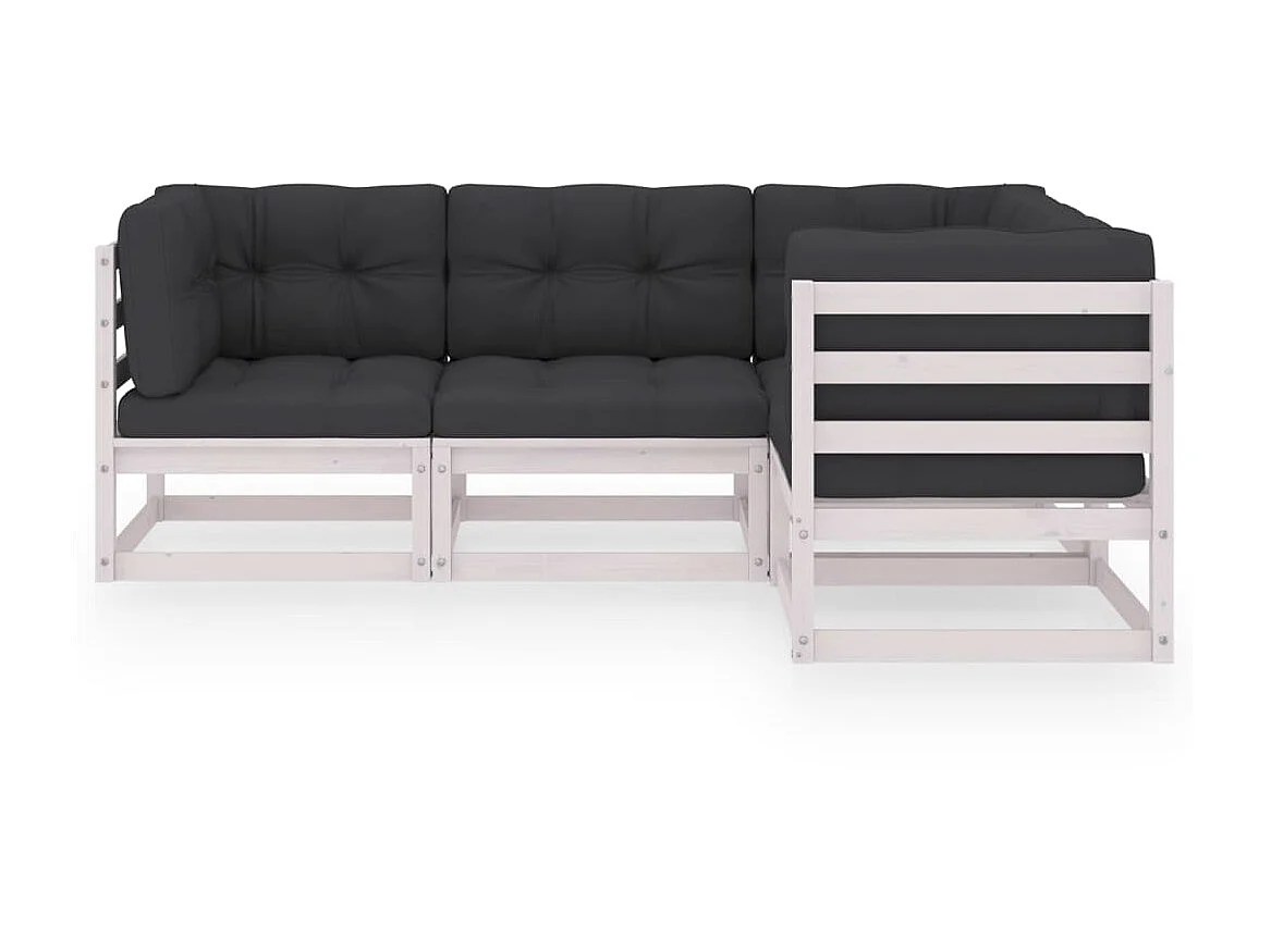 Salon de jardin 4 pcs avec coussins Bois de pin massif 7