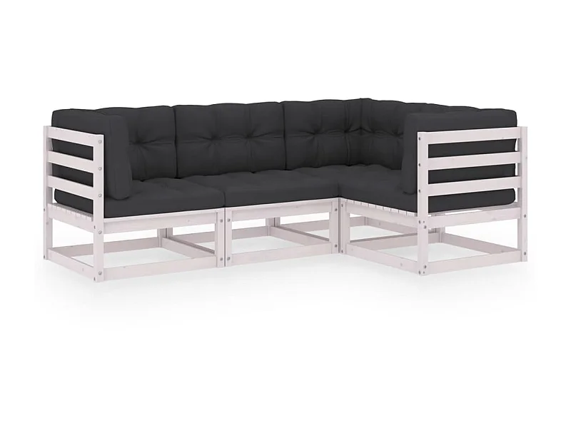 Salon de jardin 4 pcs avec coussins Bois de pin massif 7