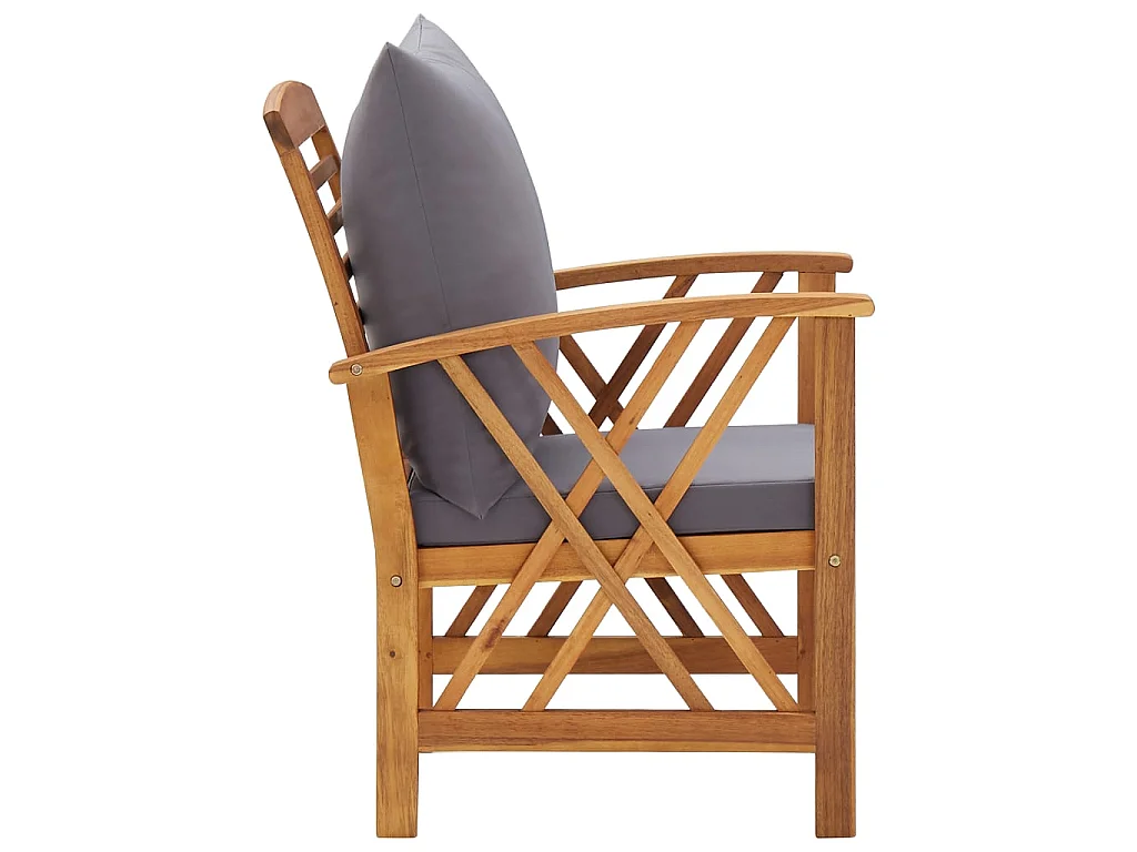 Salon de jardin 5 pcs avec coussins Bois d'acacia solide 6